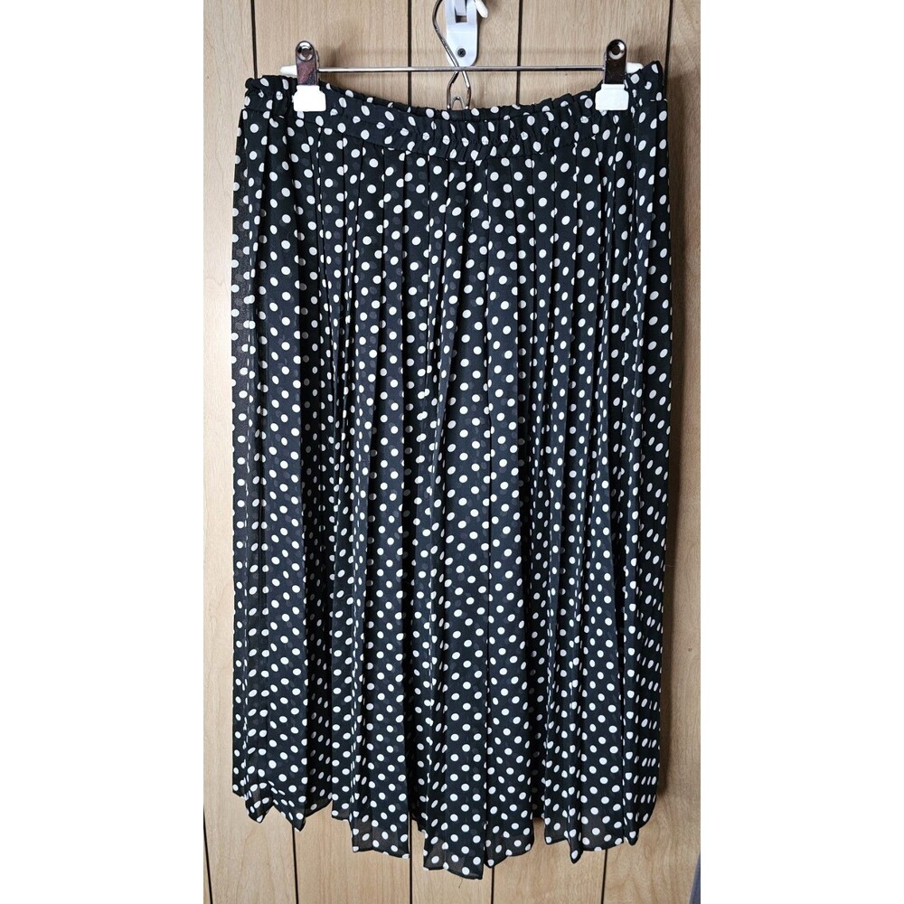 Black White Polka Dot Gaucho Pants Womens 11/12 Wide Leg Culottes Pull On